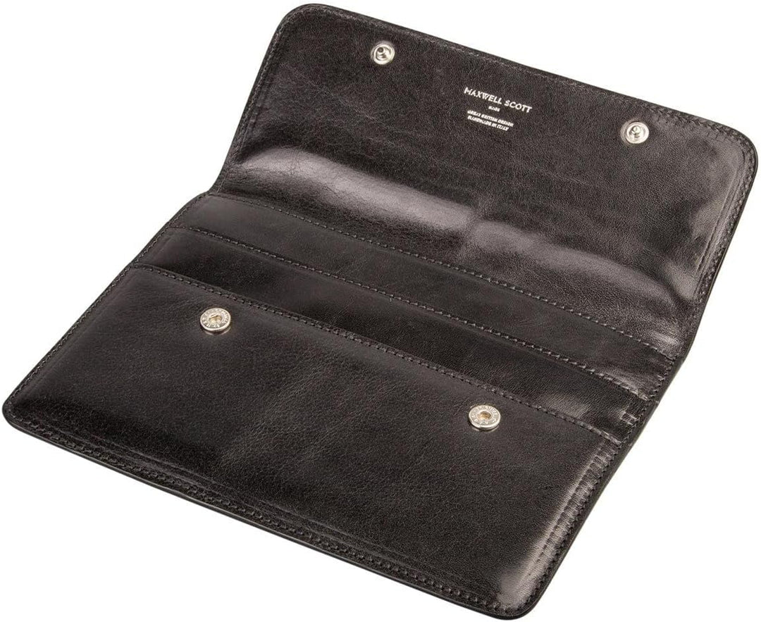 Maxwell Scott Handgefertigte Leder Reisedokumentenmappe Torrino in Schwarz, Schwarz