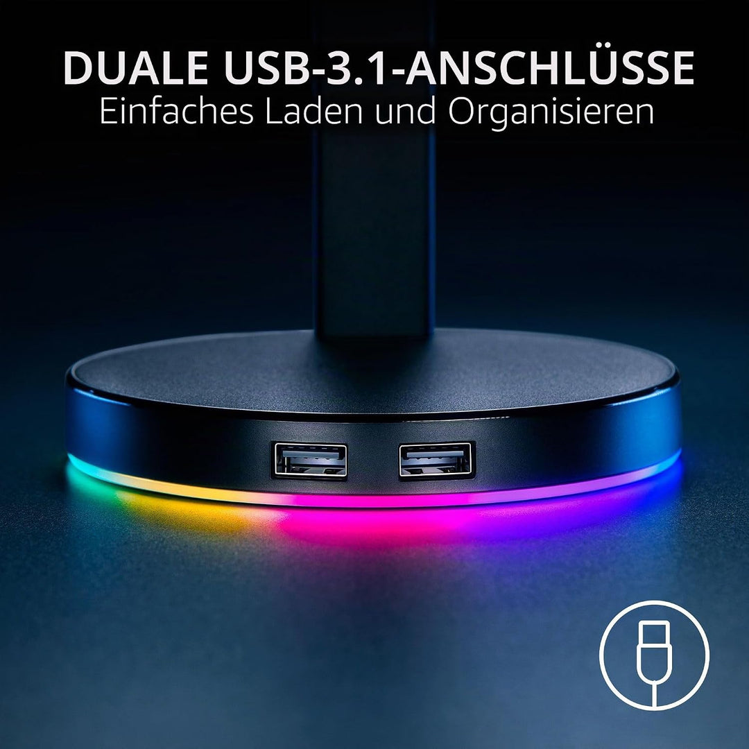 Razer Base Station V2 Chroma (Mercury) - Headset-Ständer mit USB-Hub und RGB-Beleuchtung (mit 7.1 Su