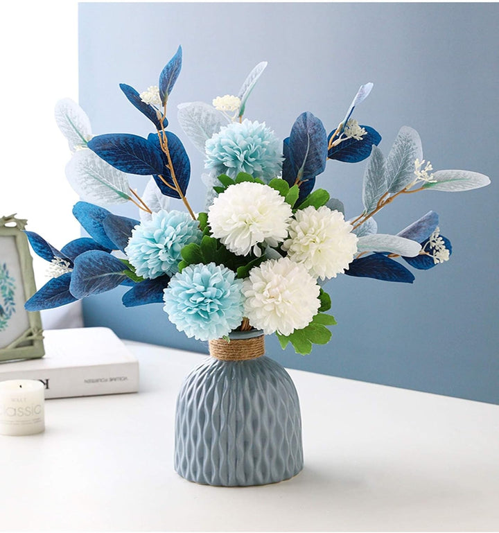 NAWEIDA Künstliche Blumen mit Vase, künstliche Hortensien, Blumenarrangements für Zuhause, Garten, P