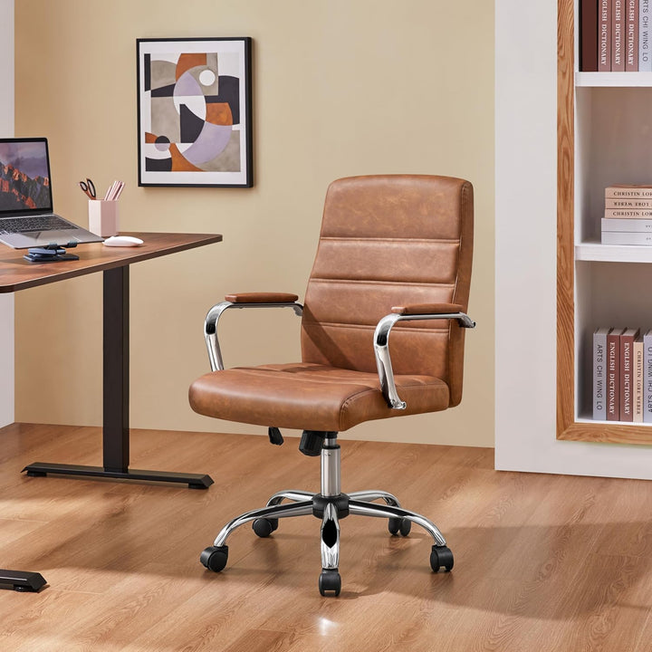 Yaheetech Bürostuhl ergonomischer Schreibtischstuhl, Drehstuhl mit Rollen, Bürohocker mit Armlehnen,