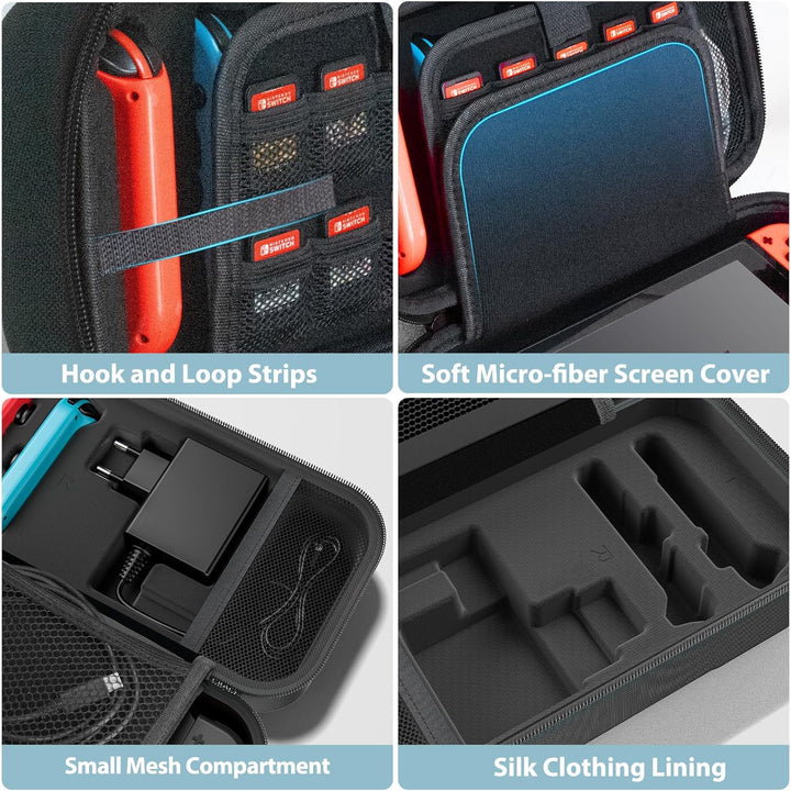 Switch Tasche kompatibel mit Nintendo Switch/OLED-Modell, Grosse Switch Tragetasche für Joycon und E