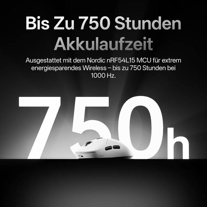 Rapoo VT2 MAX Kabellose Gaming-Maus, 53g Ultraleicht, Native 8000Hz, Nordic | nRF54L15 MCU, 750h Akk