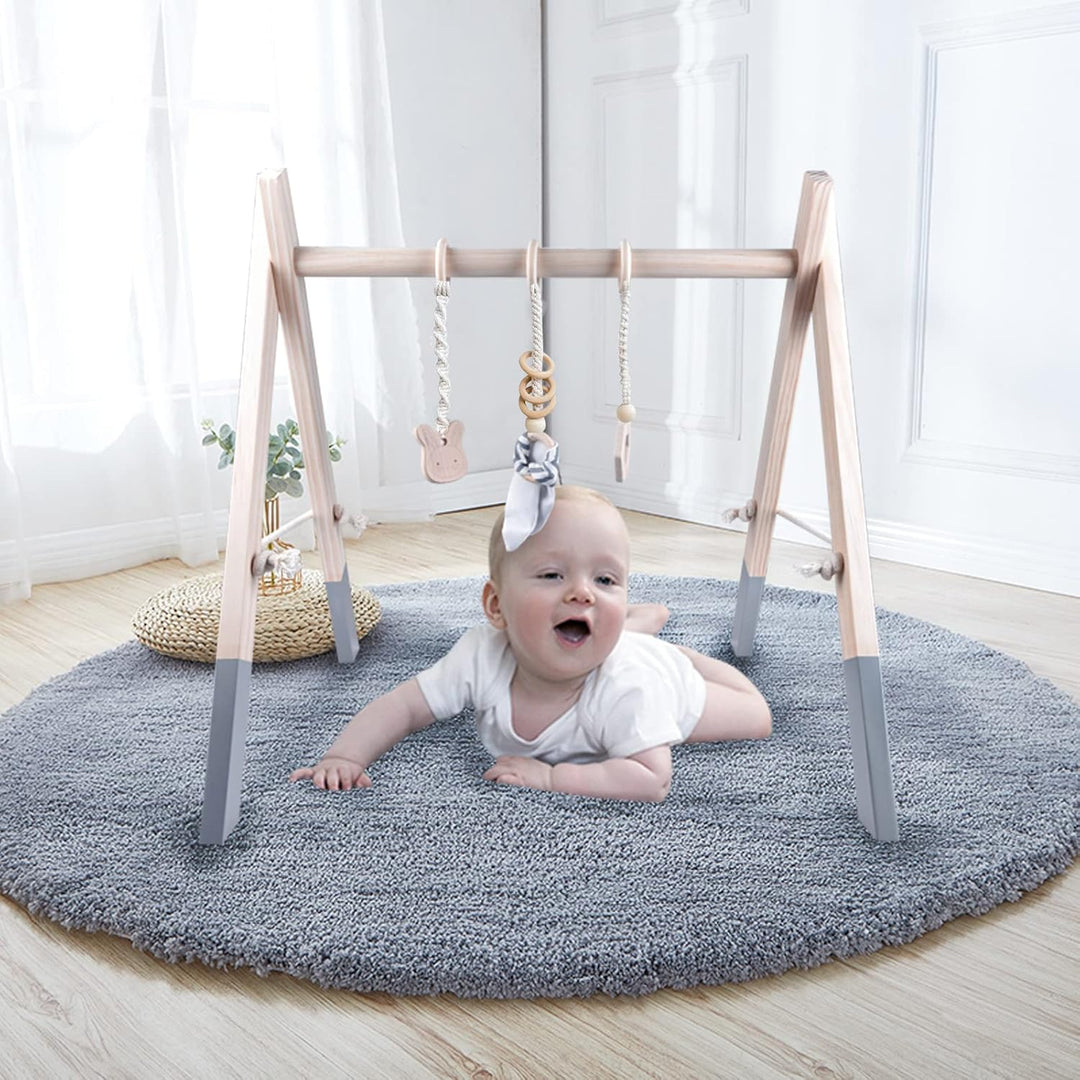 Caudblor Spieltrapez Holz Babyspielzeug Puzzle Gym inkl. Anhänger Babygymnastik aktiv Spielzeug Baby