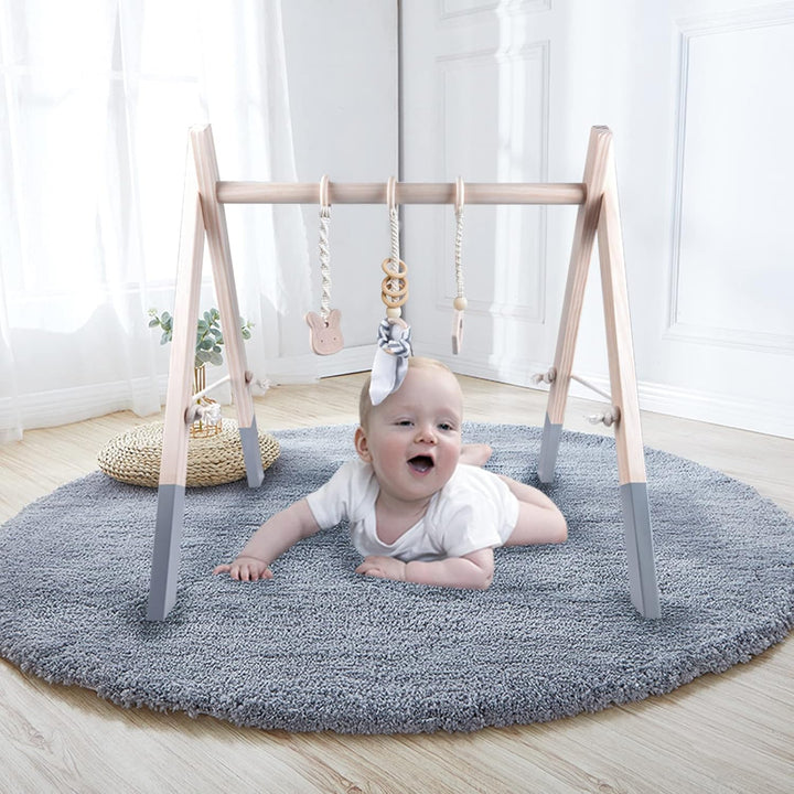 Caudblor Spieltrapez Holz Babyspielzeug Puzzle Gym inkl. Anhänger Babygymnastik aktiv Spielzeug Baby