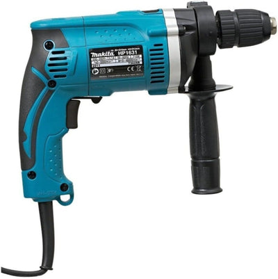 Makita HP1631 Schlagbohrmaschine, 710 W, 230 V, Schwarz/Türkis