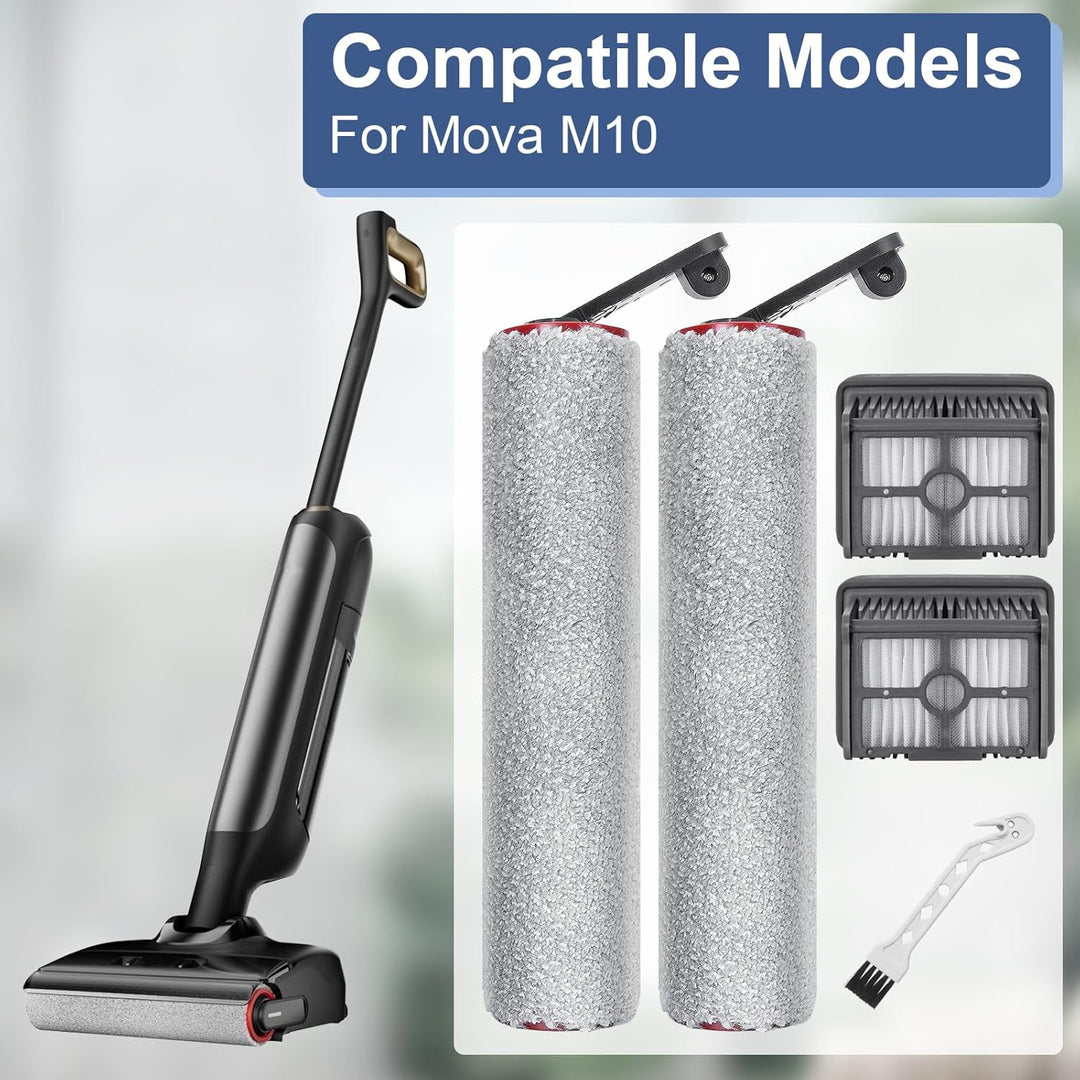 Bürstenrolle Filter Ersatzteile für Dreame, Mova M10 Nass-und Trockensauger，2 Bürstenrolle + 2 HEPA