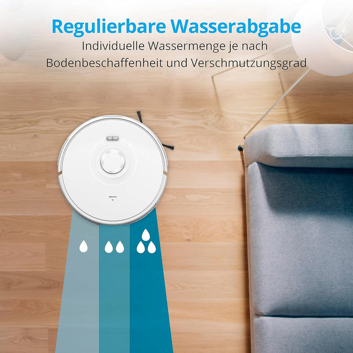 MEDION Saugroboter mit Lasernavigation und Wischfunktion X10 SW (Starke 2.700Pa Saugkraft, 2in1 Robo
