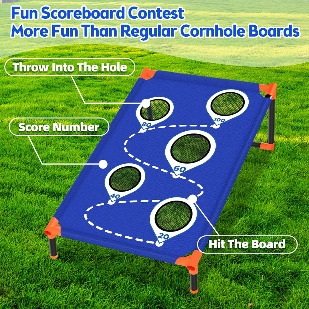 Tragbar Cornhole Spiel Outdoor Cornhole Säckchen mit PVC gerahmt und fünf Löchern zum Punkten für Ki