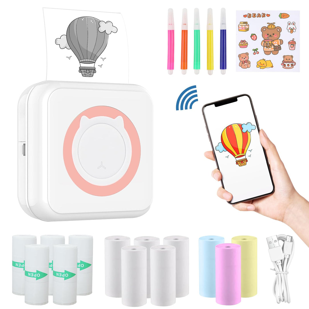 Mini drucker 300DPI, Mini drucker Aufkleber, Mini drucker für Smartphone, Bluetooth tragbarer Mini t