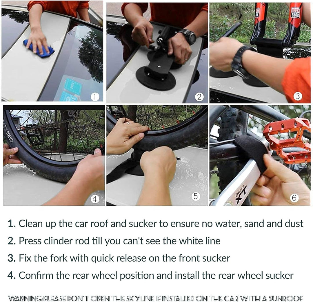 ROCKBROS Fahrradträger mit Saugnäpfe Fahrrad Dachträger Dachgepäckträger Schnellmontage für 1 Fahrra