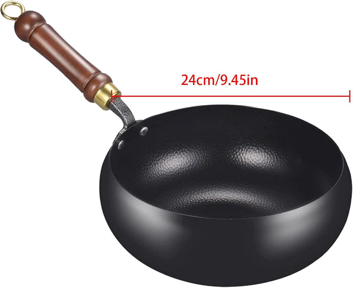 Wokpfanne - Gusseisen Bratwok - Ergonomische Unbeschichtete Eisenpfanne Mit Deckel Für Haushalt Outd