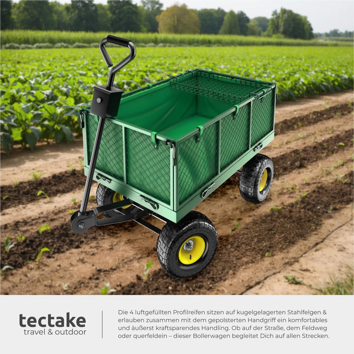tectake® Bollerwagen, Transportwagen, Gartenwagen, Handwagen, Leiterwagen mit aufklappbaren Seitenwä