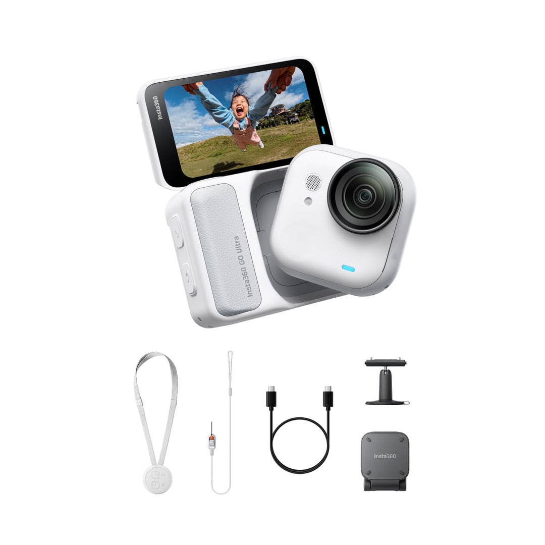 Insta360 GO Ultra Must-Have-Bundle Polarweiss- freihändige 4K Mini-Cam, leicht & mobil, top bei weni