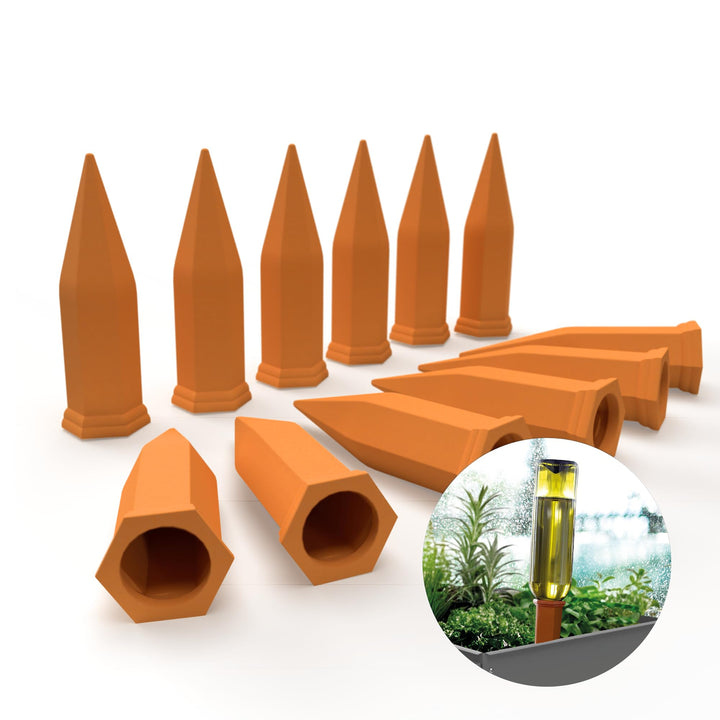 Bio Green 12er-Set Bewässerungssystem Hydro Wine für Balkon- und Kübelpflanzen | Tonkegel passend fü