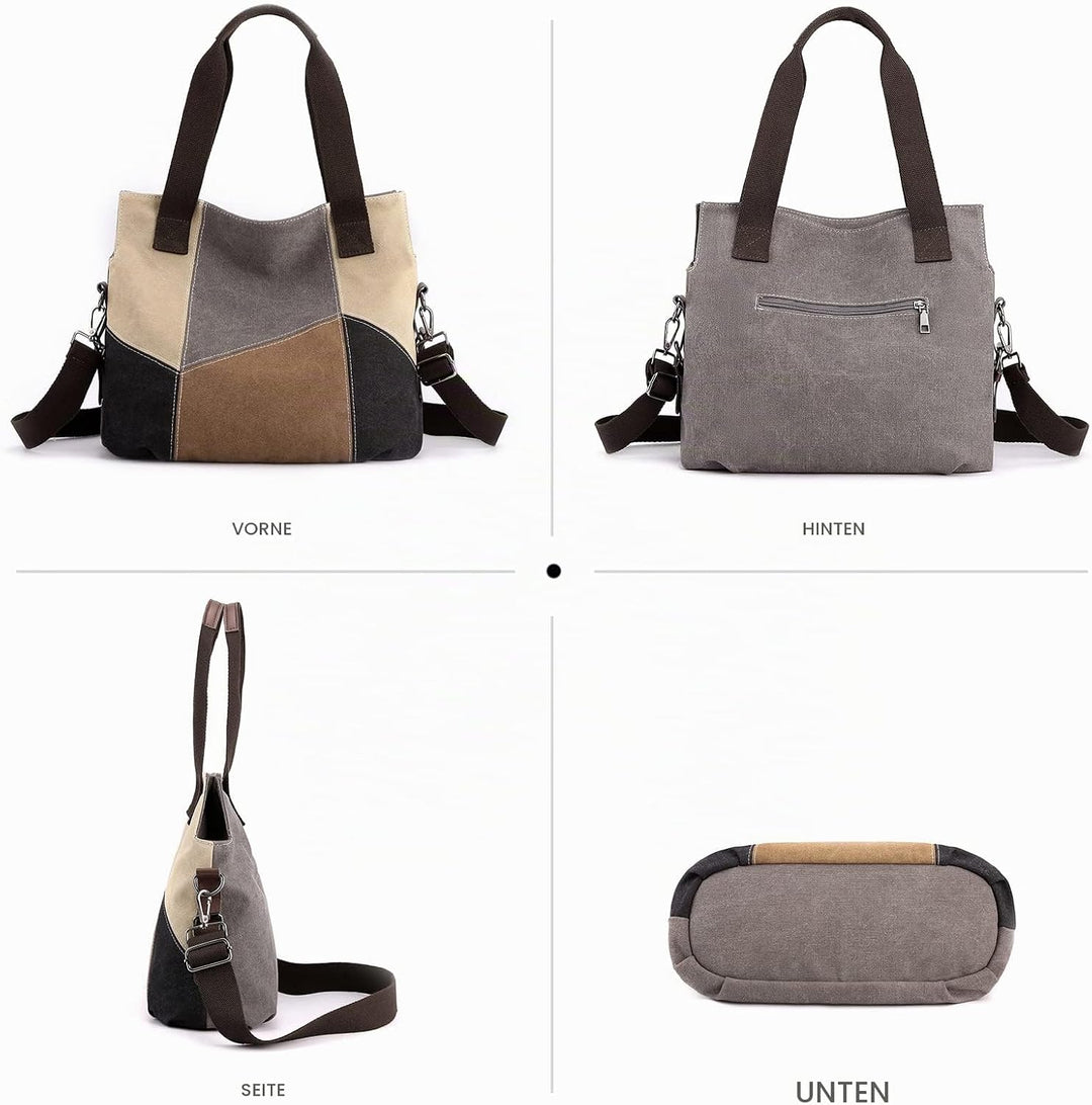 NICOLE &amp; DORIS Damen Handtasche Canvas Shopper Schultertasche Mehrfarbige Tote Tasche Casual Umhänge