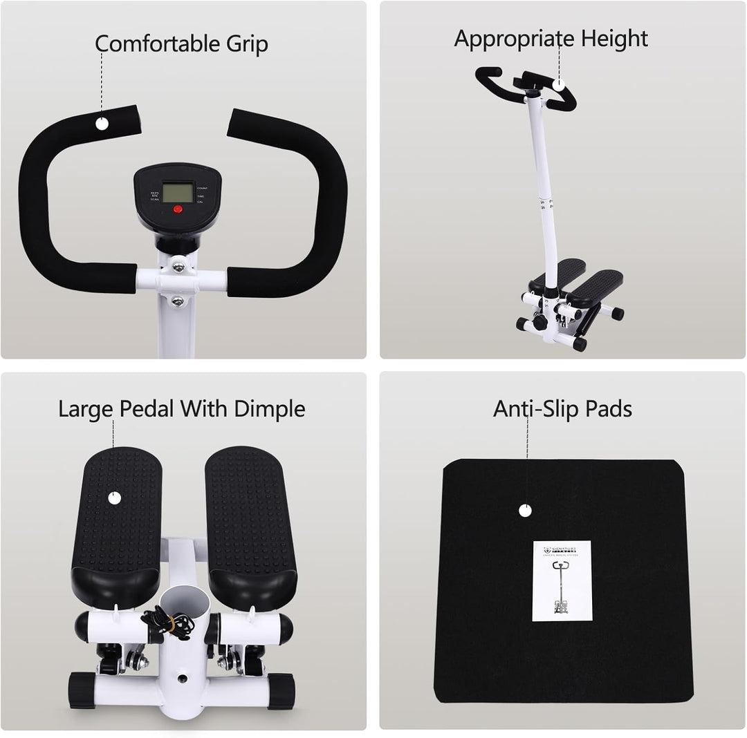 Fitness Stepper, HöHenverstellbar üBung Stepping Machine Mit Lenker,Zuhause Treppensteiger Fitnessge