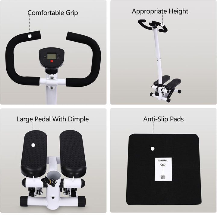 Fitness Stepper, HöHenverstellbar üBung Stepping Machine Mit Lenker,Zuhause Treppensteiger Fitnessge