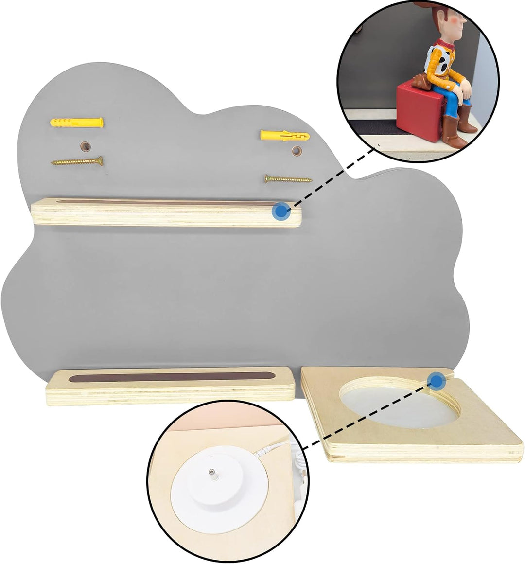Harewu Regal Magnetisch für Kompatibel mit Toniebox,for Tonie Puppen Grau Wolke Toniebox Regal,Wandr