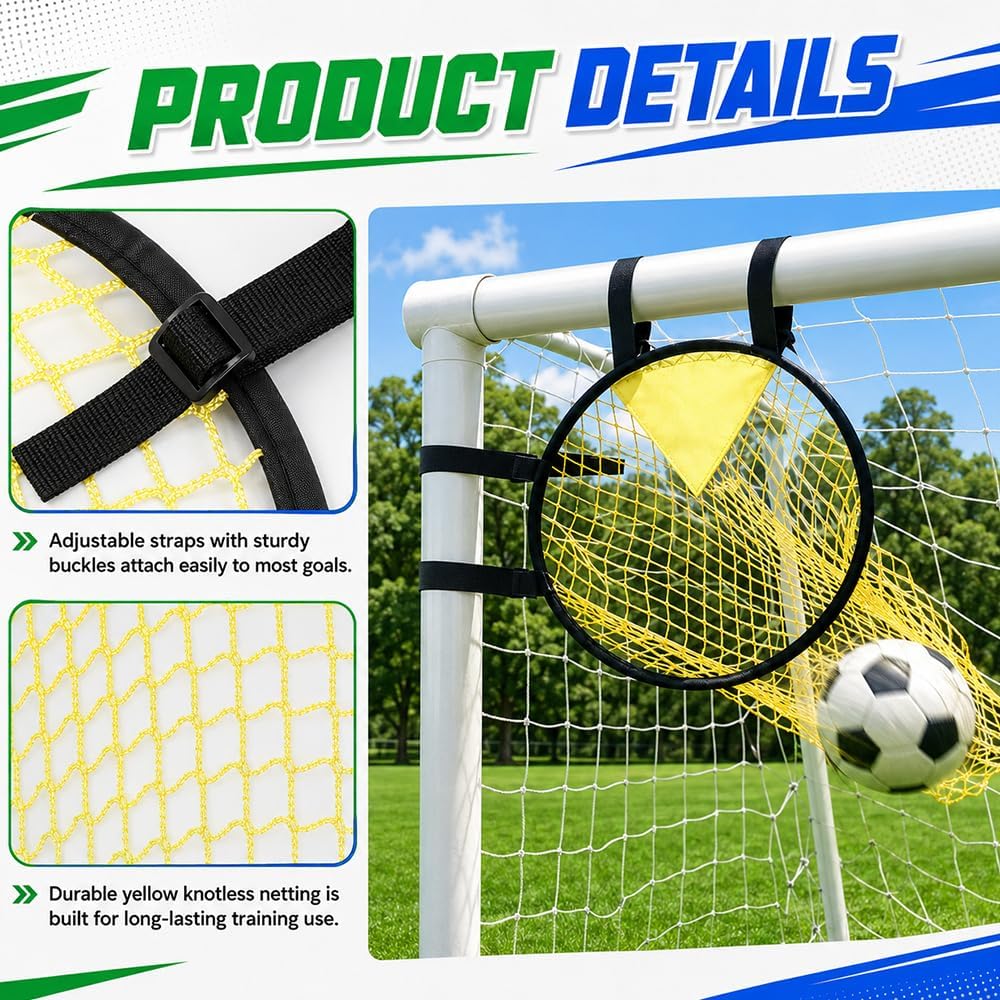 2 Stück Fussballtor Zielnetz, 45×59cm Fussball Ziel mit 5 Zielscheibe | Fussballtor Zubehör mit Vers