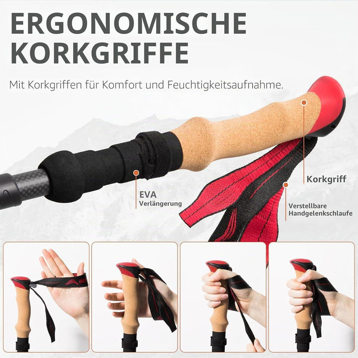 BISINNA Wanderstöcke faltbar Carbon mit Korkgriff Ultralleicht (ab 234g) I Nordic Walking Stöcke Dam