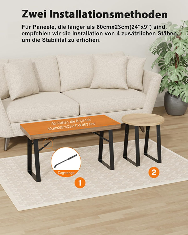 Signstek Tischbeine, 2*Möbelfüsse aus Metall, Couchtisch Beine, Bank füsse, Tisch füsse 40cm Höhe, M