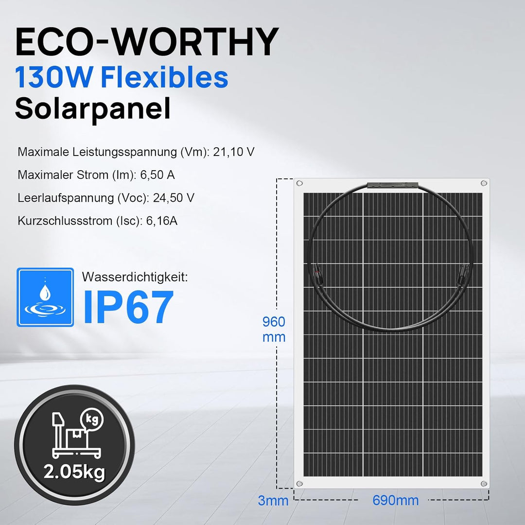 ECO-WORTHY Balkonkraftwerk 520W/600W,0% VAT balkonkraftwerk komplett steckdose mit 4x130W Solarpanel