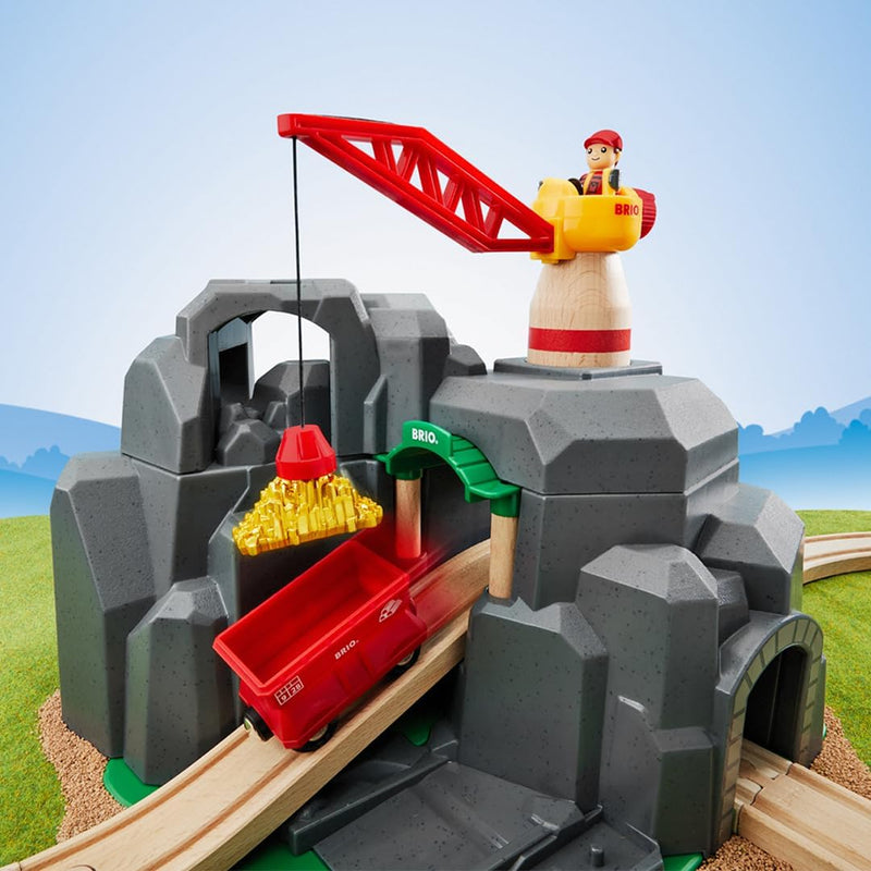 BRIO World 33889 Grosse Goldmine mit Sound-Tunnel - Zubehör Holzeisenbahn - Kleinkinderspielzeug emp