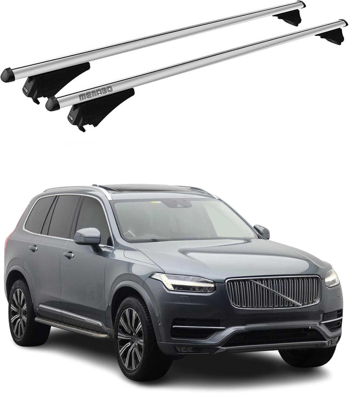 Menabo Grundträger Dachträger kompatibel mit Volvo XC90 2015-2019 TÜV Aluminium Silber 2tlg, XC90 20