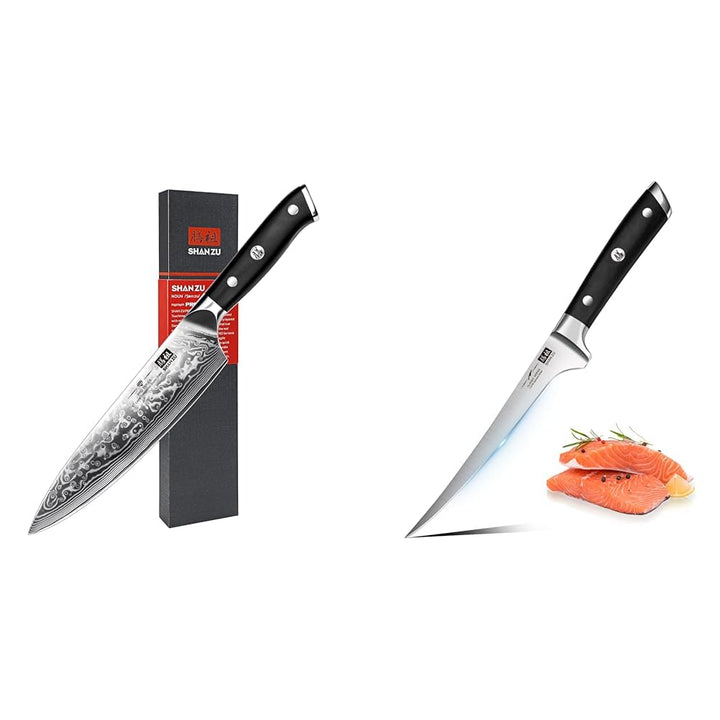 SHAN ZU Damastmesser Kochmesser 67 Schichten Damaststahl Küchenmesser mit G10 Griff 20CM - PRO Serie