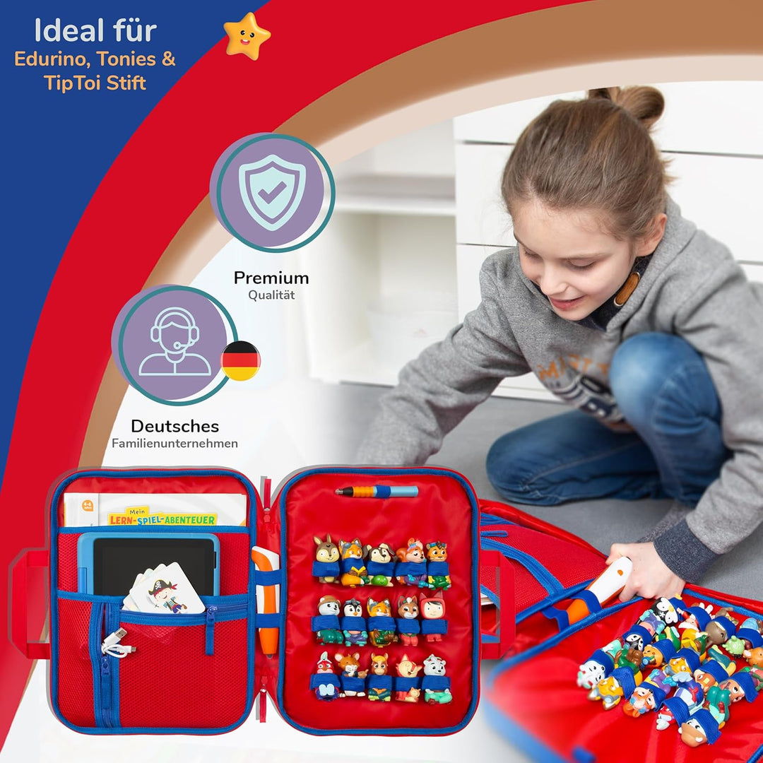 GRINSEZWERGE Tasche für Edurino & Tonie Figuren, TipToi Stift und Kinder Tablet | Sammel-Mäppchen mi