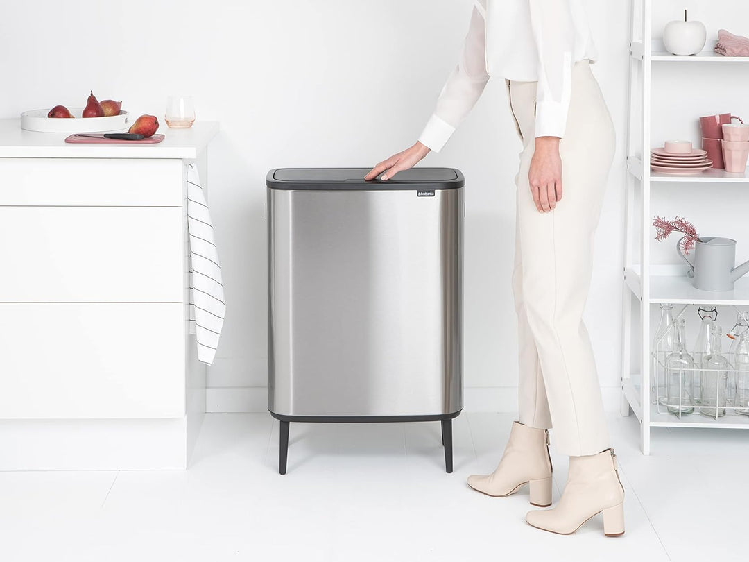 Brabantia Bo Touch Abfalleimer Hi Recycling 2 x 30L, Stahl matt gegen Fingerabdrücke