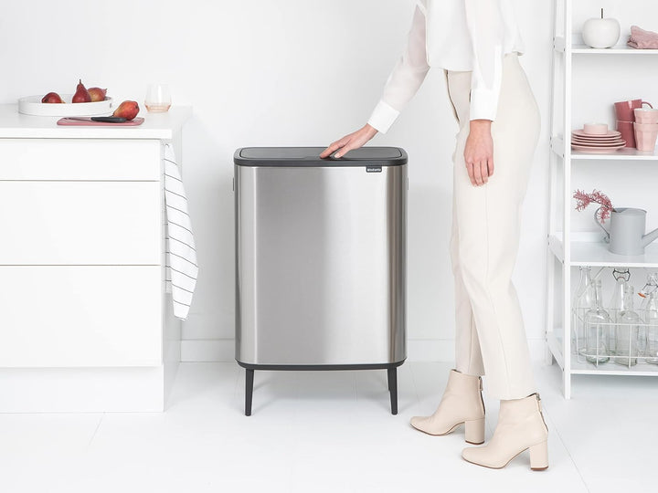 Brabantia Bo Touch Abfalleimer Hi Recycling 2 x 30L, Stahl matt gegen Fingerabdrücke