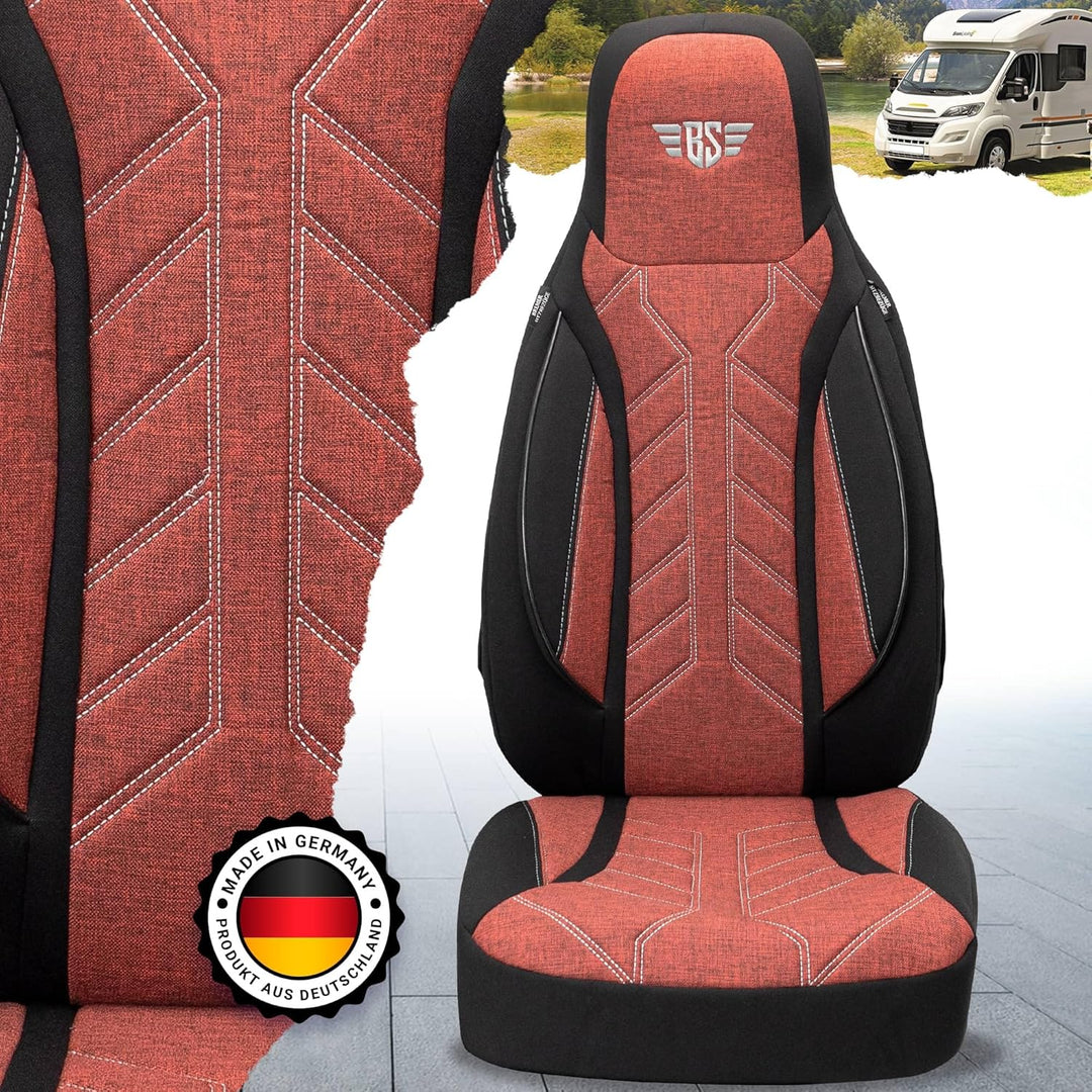 BREMER SITZBEZÜGE Wohnmobil Schonbezüge für FIAT Ducato Jumper Boxer PLKT202 PLKT202 - Schwarz/Rot,