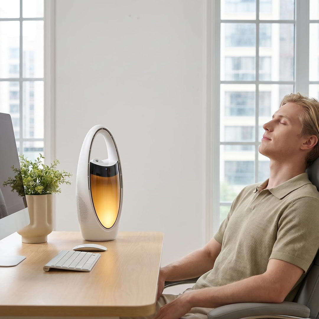 Rotorloser Ttischventilator Akku mit Wasserkühlung, Tragbarer Sicherheit Turmventilator mit LED Nach