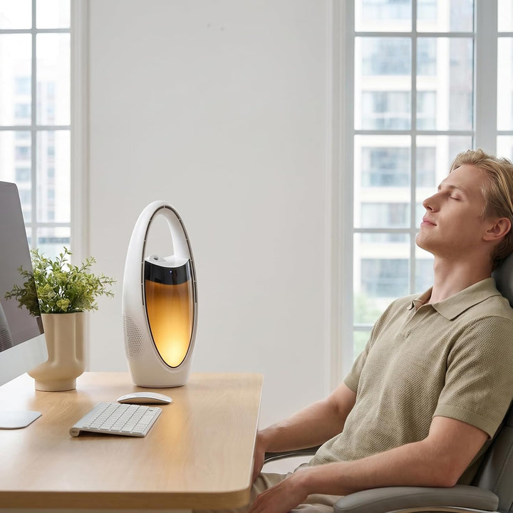 Rotorloser Ttischventilator Akku mit Wasserkühlung, Tragbarer Sicherheit Turmventilator mit LED Nach