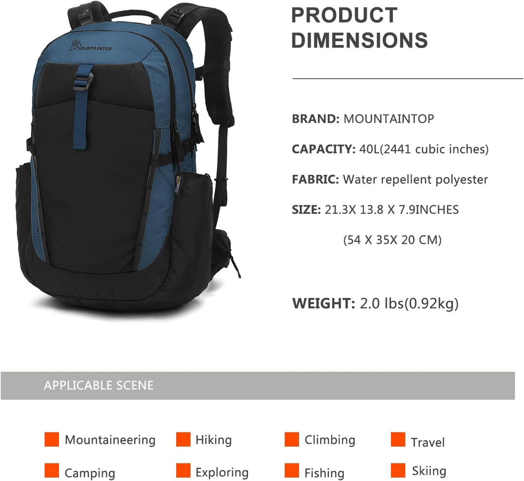 MOUNTAINTOP 40L Wanderrucksack Herren Damen Trekkingrucksack Outdoor Rucksäcke mit für Camping Wande