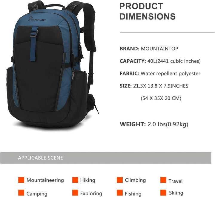MOUNTAINTOP 40L Wanderrucksack Herren Damen Trekkingrucksack Outdoor Rucksäcke mit für Camping Wande