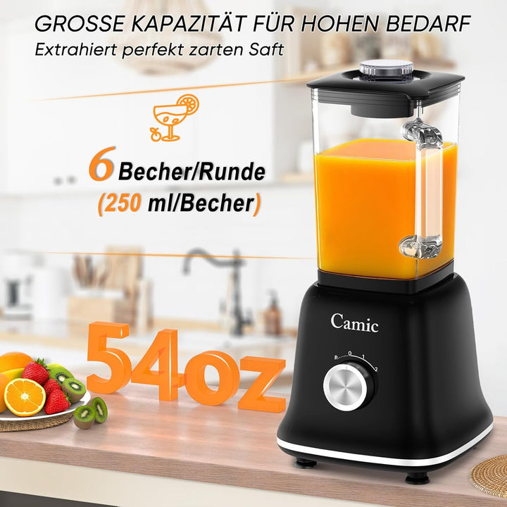 Camic Standmixer 1200W Hochleistungsmixer 3-in-1 mit 1,6L Glasbehälter Mixer & 400ml Reisebecher & 2