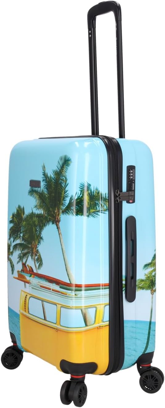Reisetrolley Plumeria 4W | Hartschalen Koffer aus Stabiler ABS-Schale | TSA-Zahlenschloss | Vier 360