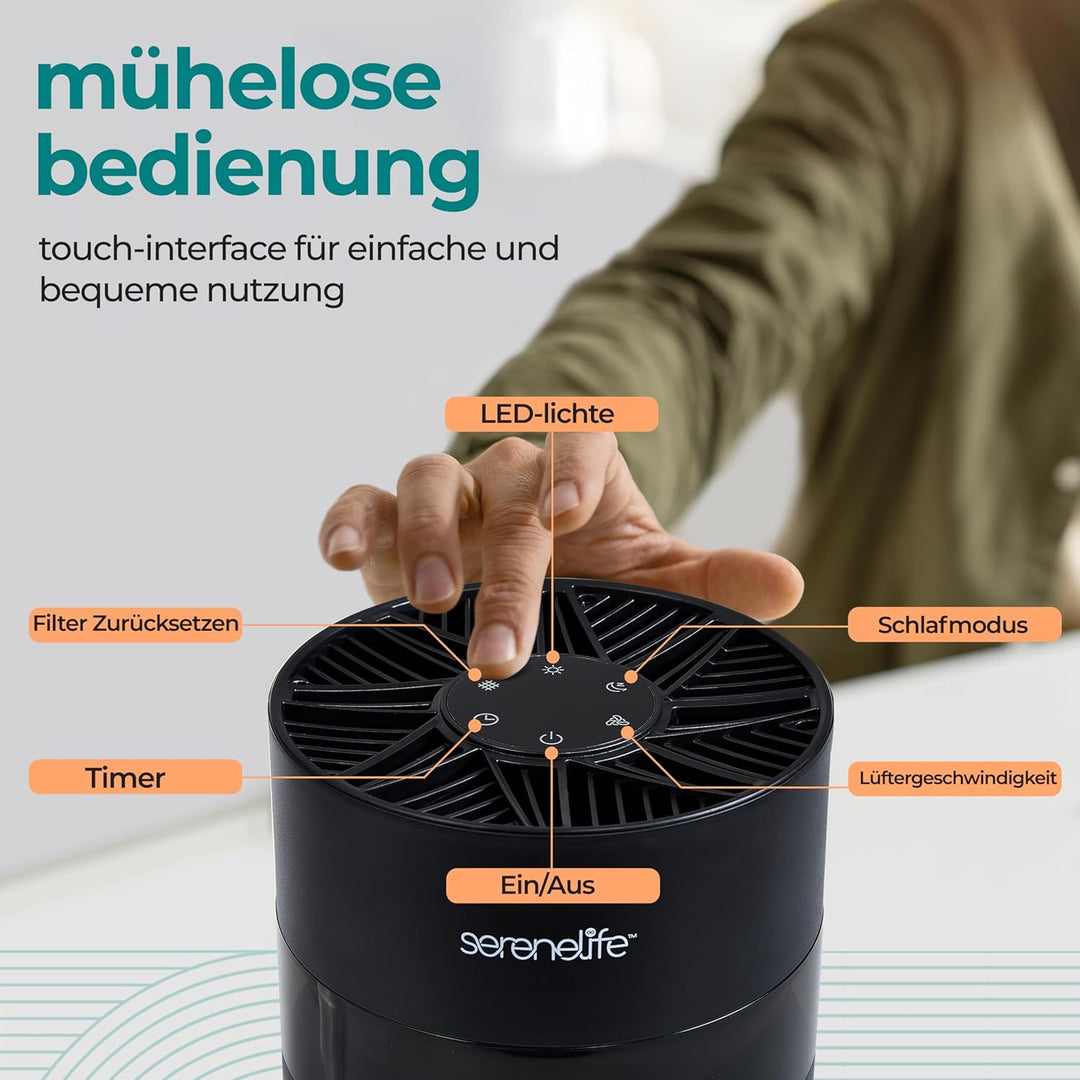 SereneLife Luftreiniger- HEPA 13 Filter für Zuhause, Luftfilter Allergiker mit Aromatherapy- gegen 9