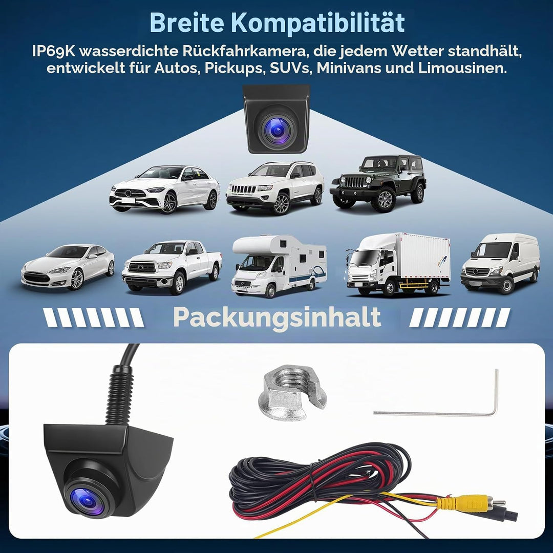 Kairiyard AHD 1080P Auto Rückfahrkamera 170º Weitwinkel Nachtsicht Auto 360° Drehbar Rückfahrkameras
