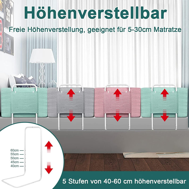 Aufun Ausfallschutz Kinderbett Bettgitter, 5-Loch höhenverstellbar, Fallschutz, Baby-Sicherheitsgitt