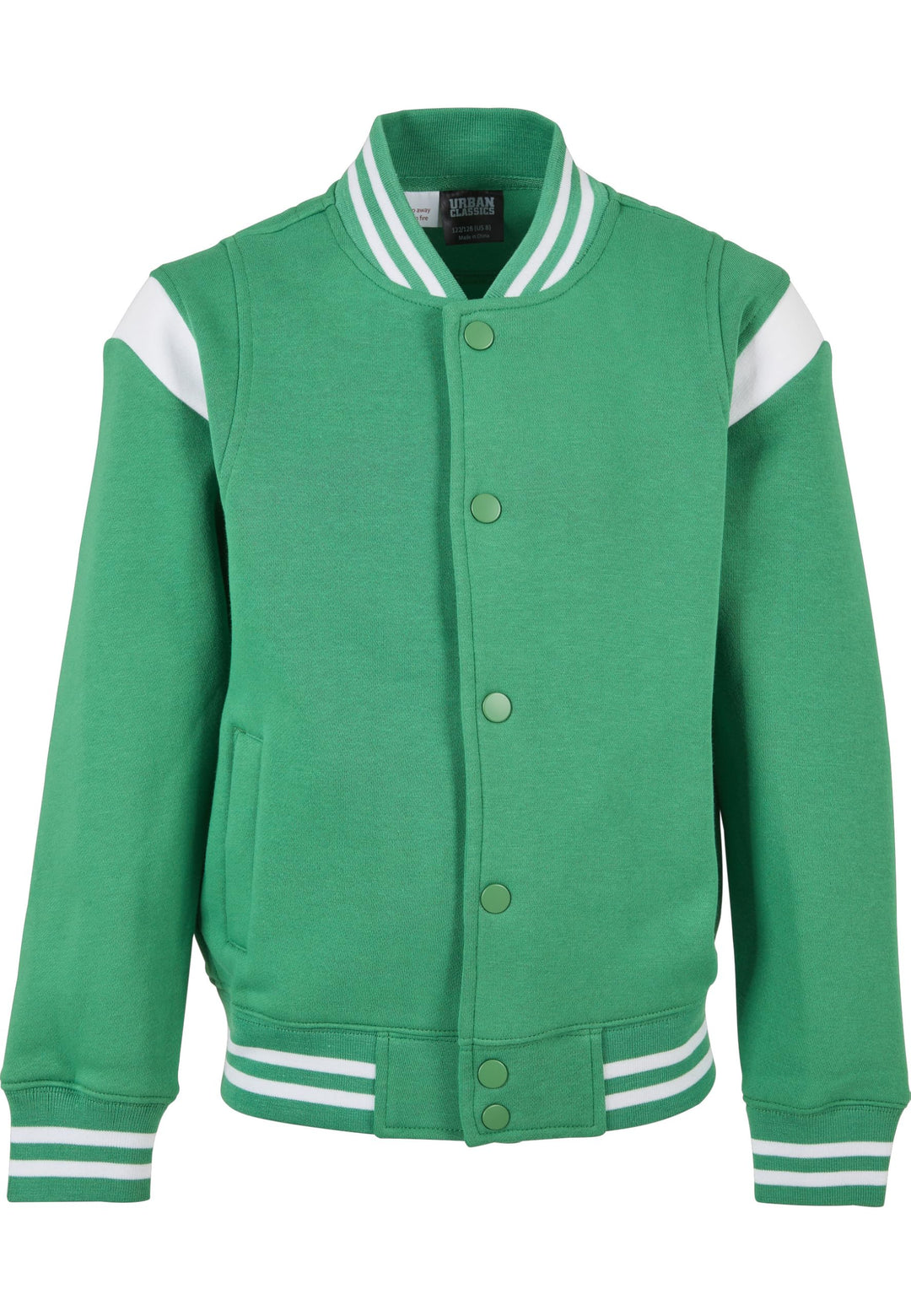 Urban Classics Herren Boys Inset College Sweat Jacket 158-164 bodegagreen/white, 158-164 bodegagreen