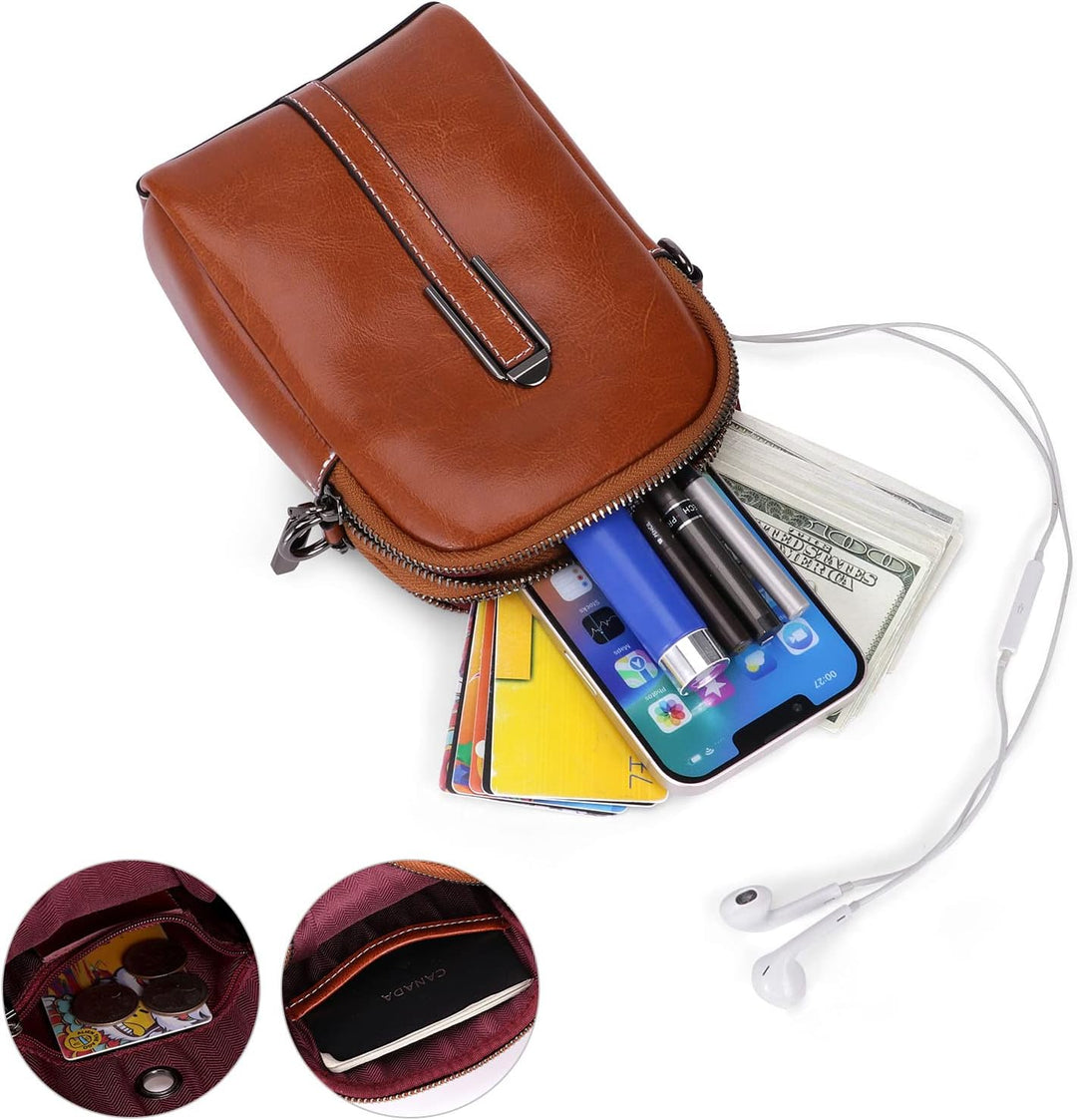 HUA ANGEL UmhäNgetasche Handy Mit GeldböRse Echtleder Leicht Kleine Handtasche Mini Schultertasche B