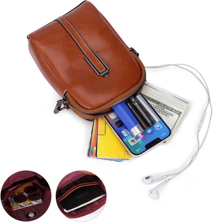 HUA ANGEL UmhäNgetasche Handy Mit GeldböRse Echtleder Leicht Kleine Handtasche Mini Schultertasche B