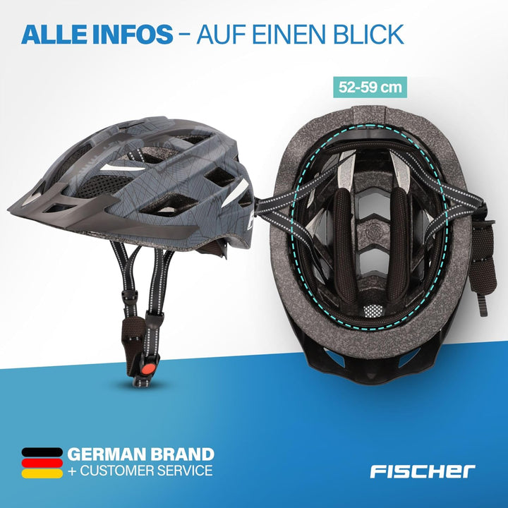 Fischer Erwachsene Fahrradhelm, Radhelm, Cityhelm Urban Plus, S/M oder L/XL, mit integriertem LED-Rü