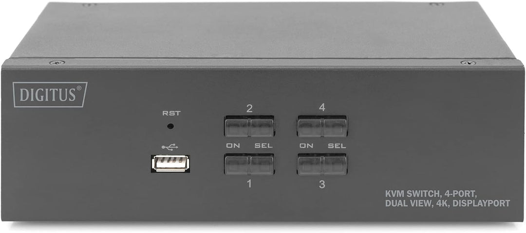 DIGITUS KVM-Switch DisplayPort – 4-Port Dual-Display – 4 PC 2 Monitore – 1x Maus, Tastatur & Audio f