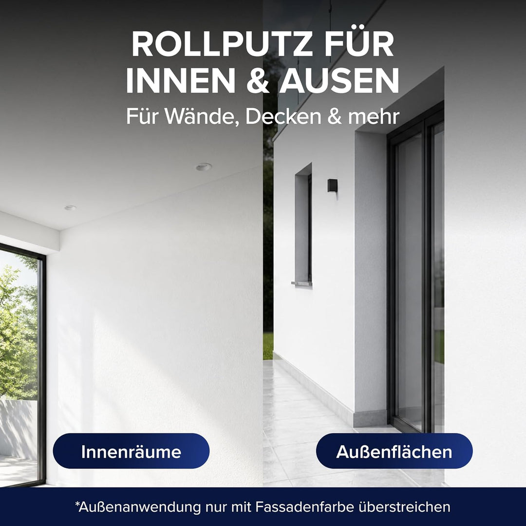 Plid® Rollputz innen & aussen fein Weiss matt [20kg Set] - atmungsaktiv hohe Deckkraft verarbeitungs