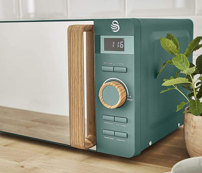Swan Nordic Digital Mikrowelle 20L, 6 Betriebsstufen, 800W Leistung, Timer 30 min, Easy Clean, Aufta