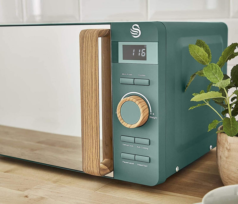 Swan Nordic Digital Mikrowelle 20L, 6 Betriebsstufen, 800W Leistung, Timer 30 min, Easy Clean, Aufta